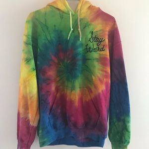 Stay Weird Rainbow Tie Dye Hoodie